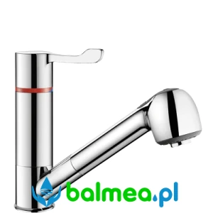 Jednootworowa bateria termostatyczna z wyciąganą słuchawką