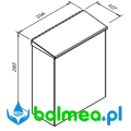 Kosz naścienny na odpadki higieniczne 7l SN M FANECO wymiary CAD