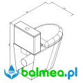 KOMPAKT WC stojący ze stali nierdzewnej z deską PVC FANECO wymiary CAD