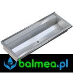 Umywalka zbiorowa rynnowa ze stali nierdzewnej z półką na armaturę PLANOX 120cm